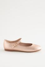 Rose Gold Metallic Square Toe Mary Jane Shoes