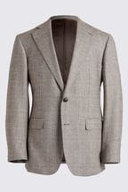 MOSS Nude Performance Tailored Fit Neutral Check Suit: Jacket
