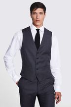 MOSS x Cerutti Tailored Fit Charcoal Grey Texture Suit Waistcoat