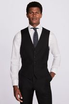 MOSS x Cerutti Tailored Fit Black Twill Suit Waistcoat