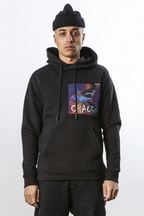 Religion Black Relaxed Fit Graphic con Hoodie In Soft Brushed Back Sweat