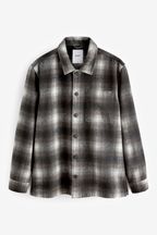 Brown/White Check Shacket With Wool