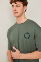 Green Print Oversized Heavyweight T-Shirt