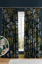 Graham & Brown Black Emerald Glasshouse Flora Made to Measure 100% Cotton Curtains