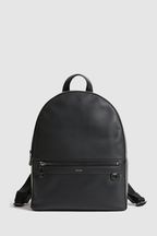 Reiss Black Carter Leather Backpack