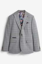 Grey Skinny Check Suit Jacket