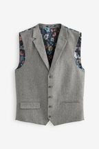 Sage Green Nova Fides Wool Blend Herringbone Suit Waistcoat