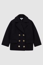 Reiss Navy Maddie Senior Wool Pea Coat