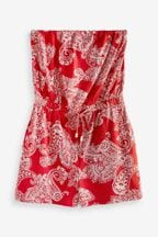 Red Paisley Bandeau Boobtube Playsuit