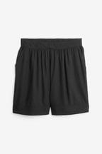 Black Elasticated Pull On Shorts