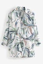 White Floral Cotton Beach Shirt