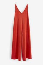 Red Rust 100% Cotton Jersey Jumpsuit