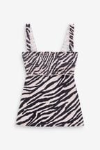 Zebra Shirred Tankini Top