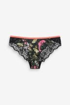 B by Ted Baker Black Floral Satin Brazillian Knickers