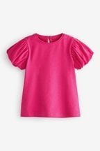 Bright Pink Cotton Puff Sleeve T-Shirt (3mths-7yrs)