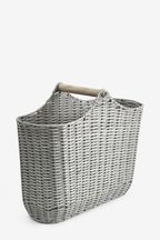 Grey Slimline Woven Toilet Roll Holder and Store