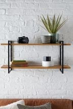 Dark Bronx 2 Tier Wide Wall Shelves