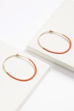 Orange Recycled Metal Oval Colour Coated Hoop Earrings
