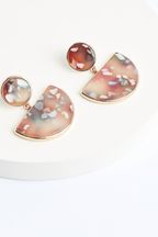 Gold Tone Half Moon Resin Drop Earrings