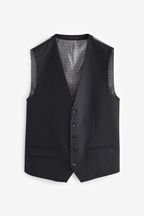 Black Slim Fit Signature Empire Mills British Fabric Herringbone Suit Waistcoat