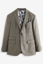 Neutral Regular Fit Signature British Fabric Check Suit: Jacket
