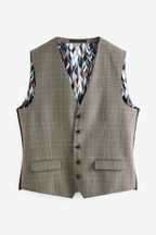 Neutral Signature British Fabric Check Suit: Waistcoat