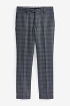 Charcoal Grey Slim Signature Marzotto Italian Fabric Check Suit Trousers