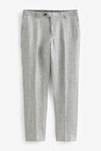 Grey Slim Fit Signature Nova Fides Italian Linen Suit Trousers
