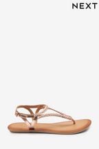 Rose Gold Regular/Wide Fit Forever Comfort® Leather Plait Toe Post Flat Sandals