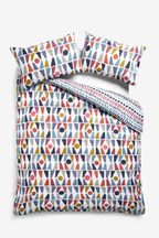 Multi Bright Geometric Cotton Rich Reversible Duvet Cover and Pillowcase Set