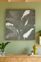 Green/Silver Palm Tree Framed Canvas Wall Art