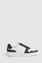 Reiss Navy Aira Low Top Leather Trainers