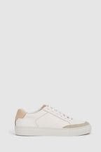 Reiss White/Mineral Pink Ashley Leather Suede Low Top Trainers