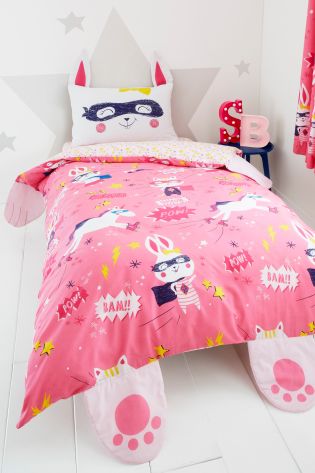 Catherine Lansfield Pink Super Bunny Easy Care Duvet Cover and Pillowcase Set