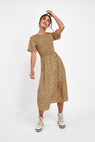 midi shirred dress