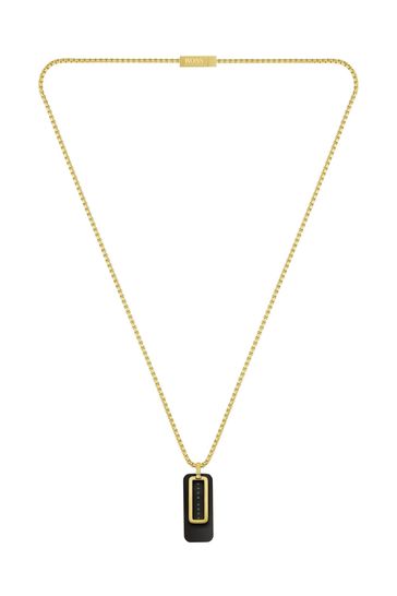Buy Boss Dual Yellow Gold And Black Ip Dog Tag Necklace From The Next Uk Online Shop