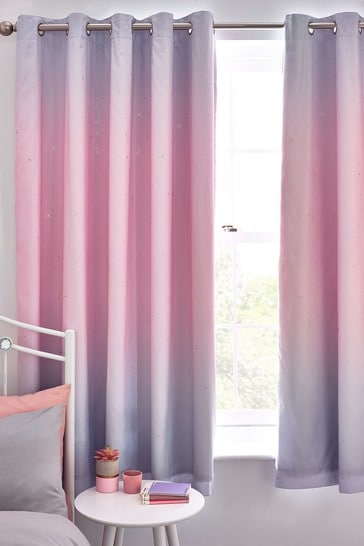Ombre Glimmer Eyelet Blackout Curtains, Soft Pink Blackout Curtains