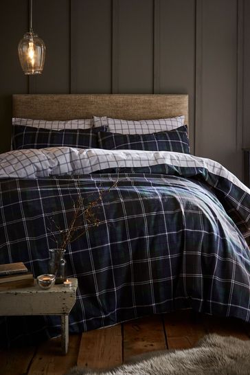 Buy Brushed Cotton Tartan Check Duvet Cover And Pillowcase Set By