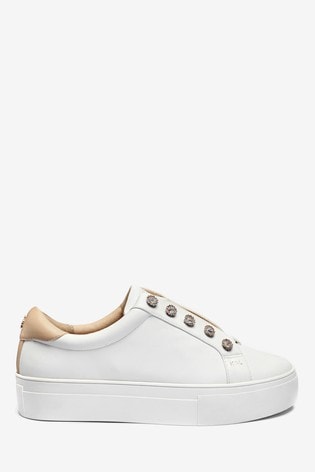 kurt geiger white leather trainers