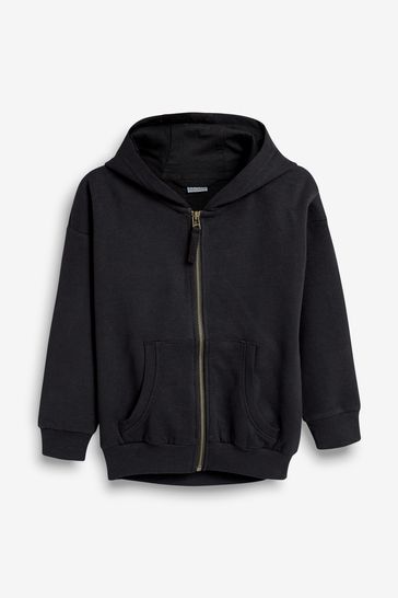 black zip hoodie