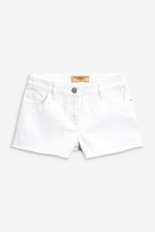 White Frayed Hem Denim Shorts (3-16yrs 