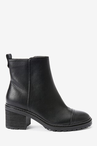 comfortable black booties with heel