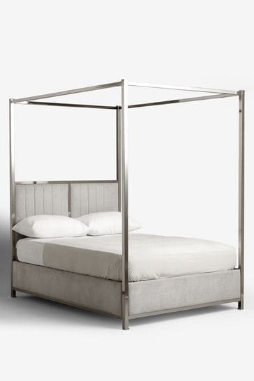 Chrome Langdon Metal 4 Poster Bed Frame, How To Make A Four Poster Bed Frame