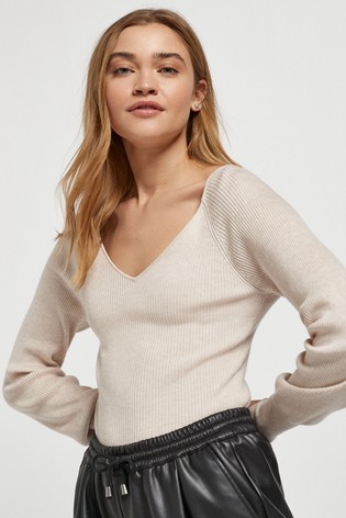 Neutral V-Neck Rib Jumper