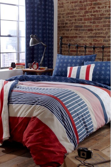 Buy Stars And Stripes Easy Care Duvet Cover And Pillowcase Set By