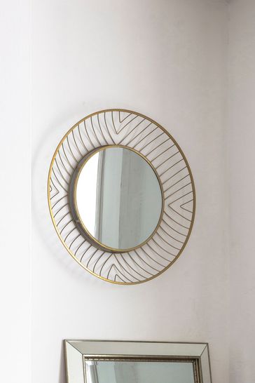 Paxton Gold Round Mirror By Gallery, Round Mirror Leather Strap Ireland