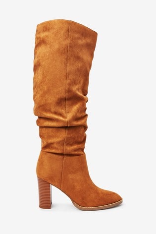 high heel tan boots
