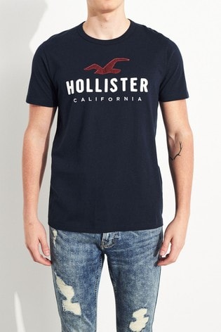 Buy Hollister Navy Short Sleeve T-Shirt 
