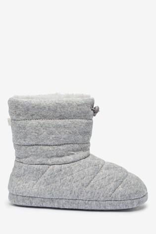 Buy Grey Quilted Slipper Boots from the 