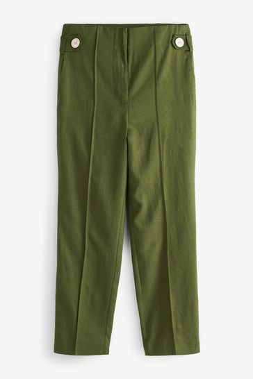 Buy Khaki Green Linen Blend Smart Slim 